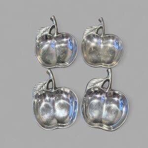 Vintage Signed metal small Apple serving dishes, set of 4